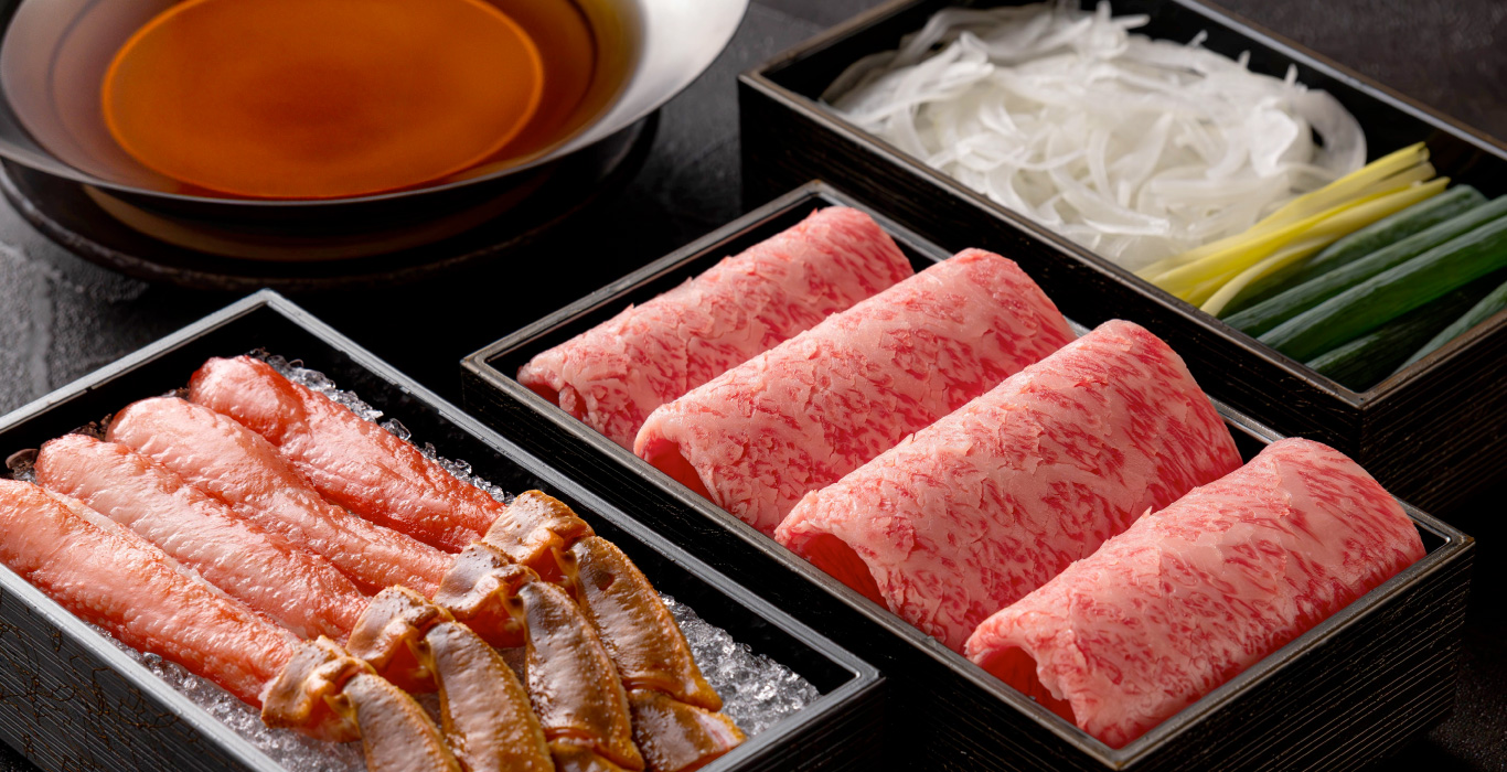 <一人ひと鍋>ズワイガニと黒毛和牛の出汁しゃぶ会席